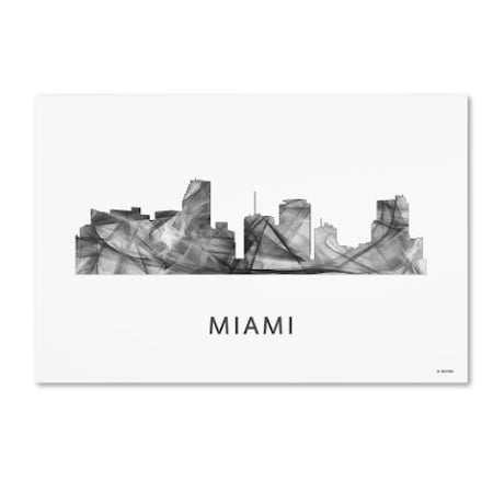 Marlene Watson 'Miami Florida Skyline WB-BW' Canvas Art,12x19